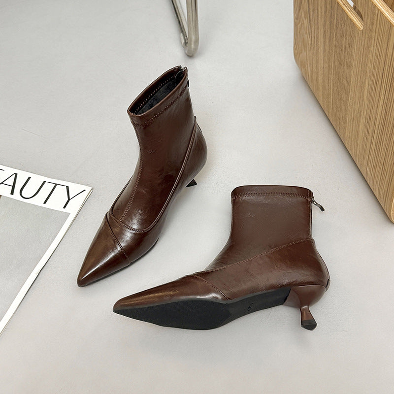 Damen elegante AnklR&Boots mit modischer Stiletto-Absatz und Reißverschluss R&B