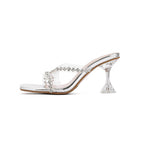 Damen Glamouröse Mules mit glitzerndem Riemchen R&B