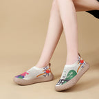 Damen Slip-On Freizeit-Schuhe mit Blumenmuster und rutschfester Sohle R&B