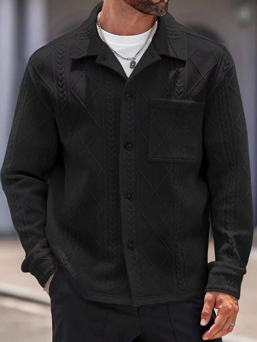 Herren Strickhemd mit modernem Design und strukturiertem Gewebe R&B