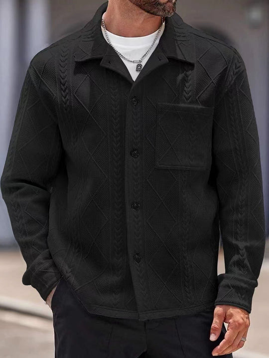 Herren Strickhemd mit modernem Design und strukturiertem Gewebe R&B