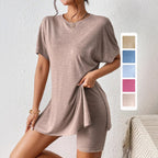 Damen Lässiges T-Shirt und Shorts Set mit lässigem Schnitt R&B