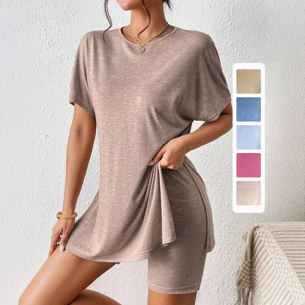 Damen Lässiges T-Shirt und Shorts Set mit lässigem Schnitt R&B