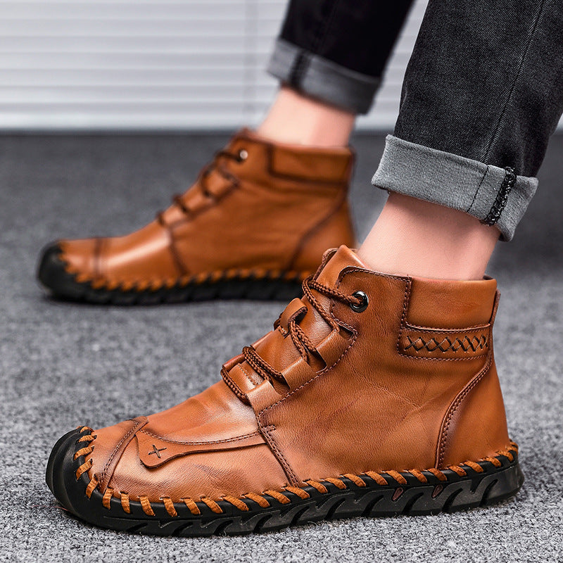 Damen elegante und bequeme Lederstiefeletten R&B