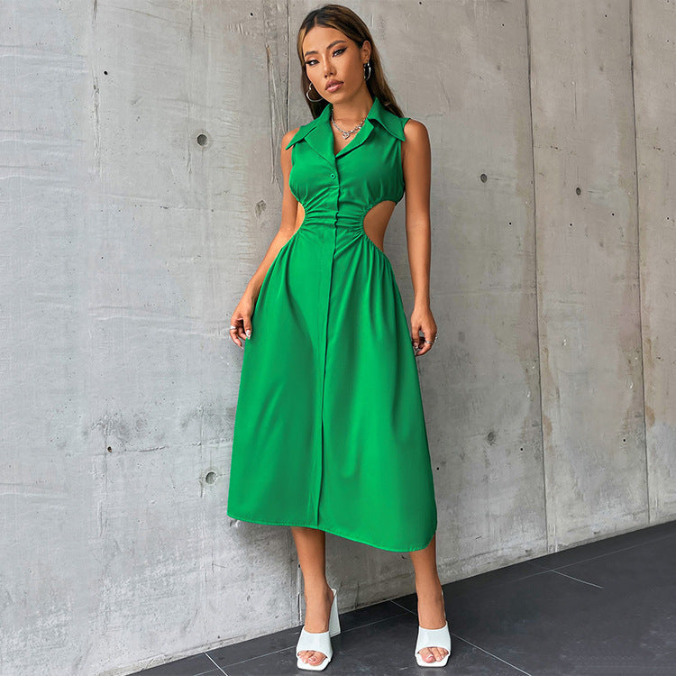 Damen elegantes Maxikleid mit tailliertem Design und raffinierten Cut-Outs