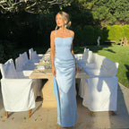 Damen Elegantes Satin-Maxikleid mit seitlichem Schlitz R&B
