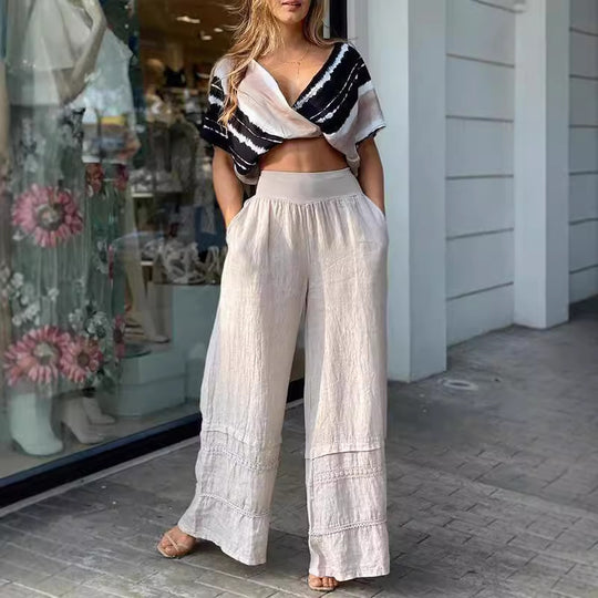 Damen luftige und bequeme Leinenhose R&B