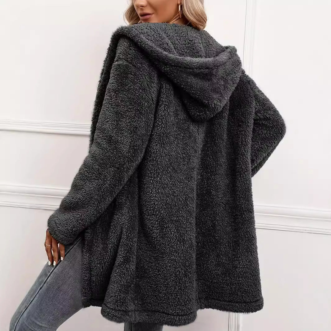 Damen Kuscheljacke mit Kapuze und weich gestricktem Fleece R&B