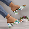 Damen offene Blockabsatz-Sandalen mit floralem Design R&B