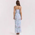 Damen Maxikleid mit floralen Mustern und Seitenschlitz R&B