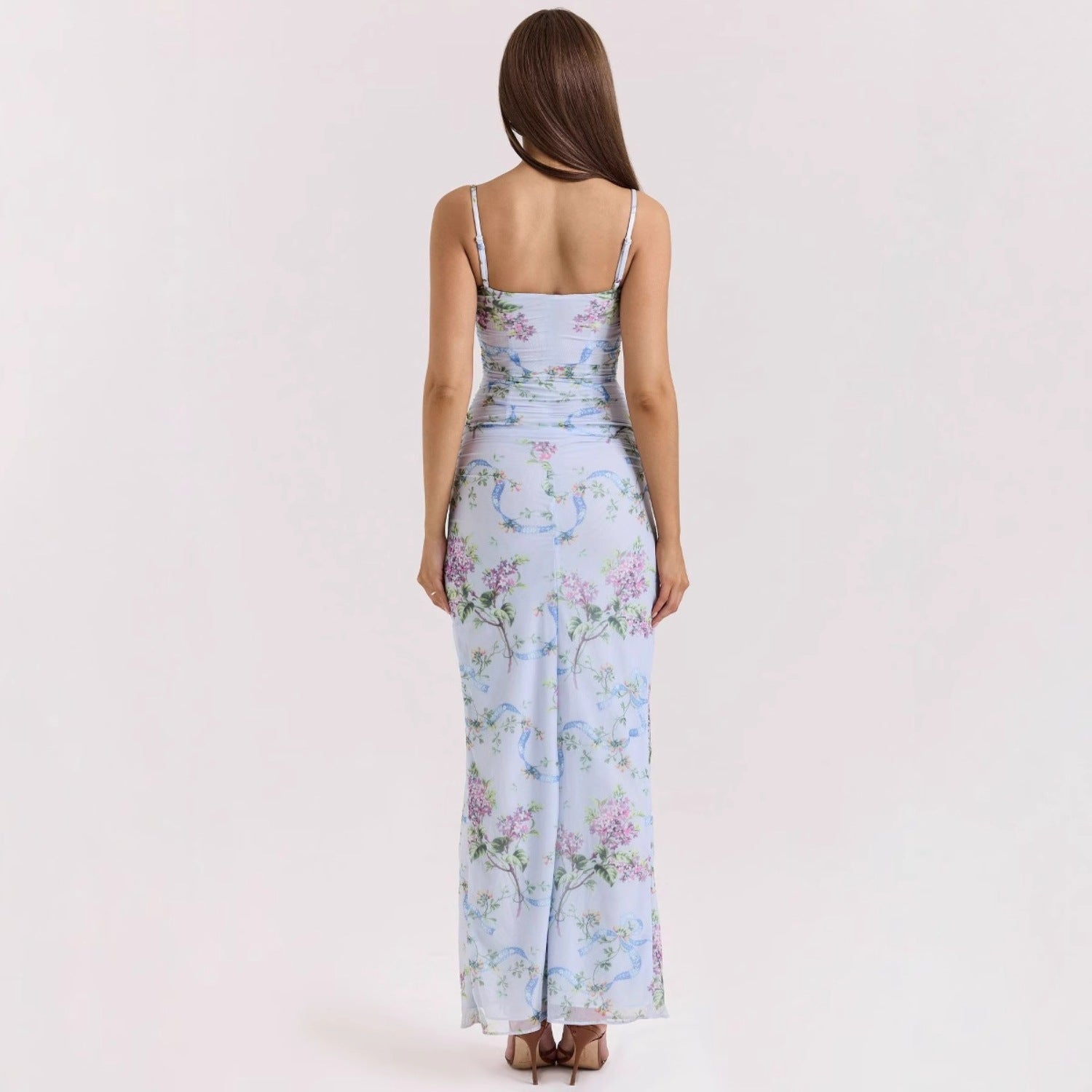 Damen Maxikleid mit floralen Mustern und Seitenschlitz R&B