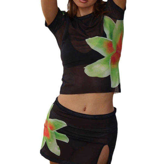 Damen luftiges Strandoutfit mit floralem Design R&B