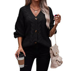 Damen modischer Strickcardigan mit Zopfmuster und Knopfdetail R&B