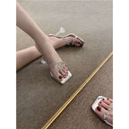Damen Glamouröse High Heel Sandalen mit transparentem Riemendesign und Strassverzierungen R&B