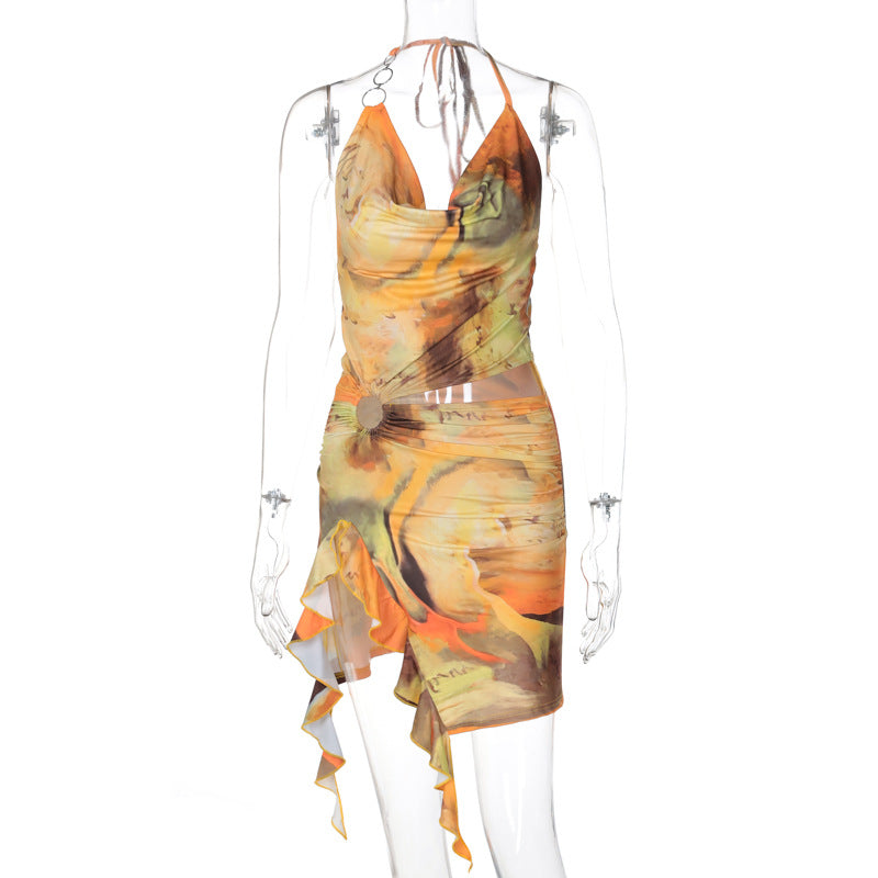 Damen Elegantes Wickelkleid mit raffiniertem Wasserdesign R&B