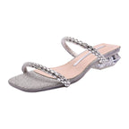 Damen Glitzernde Sandalen mit transparentem Absatz R&B