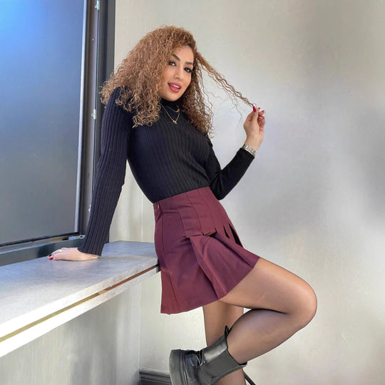 Damen Plissierter Minirock mit hohem Bund und eleganter Faltenstruktur R&B