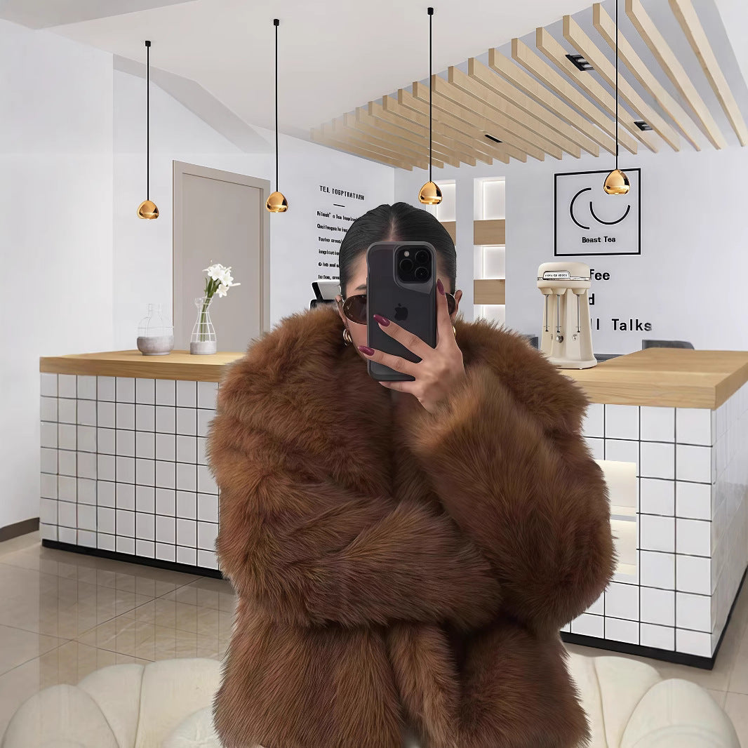Damen Kuschelige Kunstpelzjacke R&B