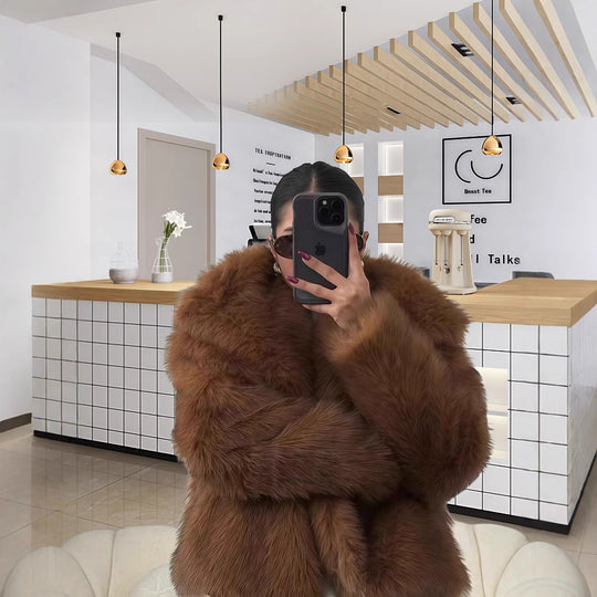 Damen Kuschelige Kunstpelzjacke R&B