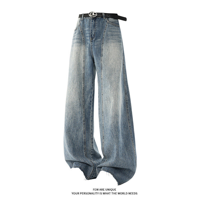 Damen Weitgeschnittene Jeans mit hohem Bund und integriertem Gürtel R&B