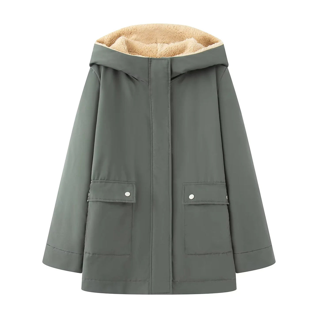 Damen gesteppte Übergangsjacke mit weichem Innenfutter und praktischem Kapuzen-Design R&B