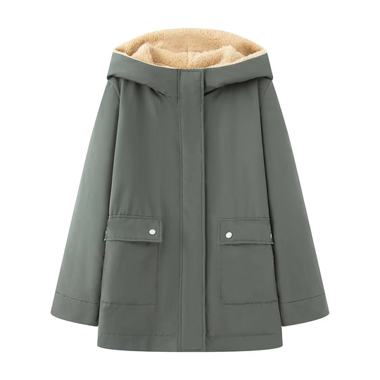 Damen gesteppte Übergangsjacke mit weichem Innenfutter und praktischem Kapuzen-Design R&B
