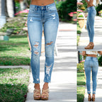 Damen Skinny Jeans im angesagten Destroyed-Look mit hohem Bund und figurschmeichelndem Schnitt R&B