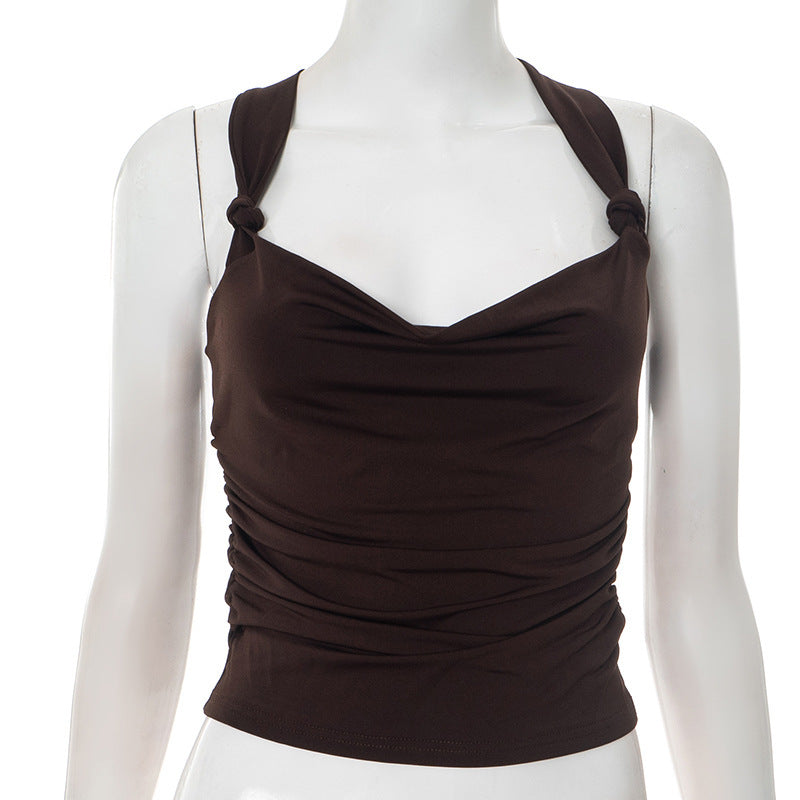 Damen modisches Top mit Knoten-Detail und Raffungen R&B