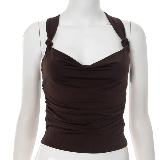 Damen modisches Top mit Knoten-Detail und Raffungen R&B