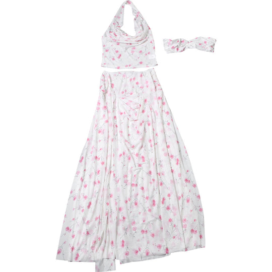 Damen Maxikleid mit floralem Drapierungsdesign R&B