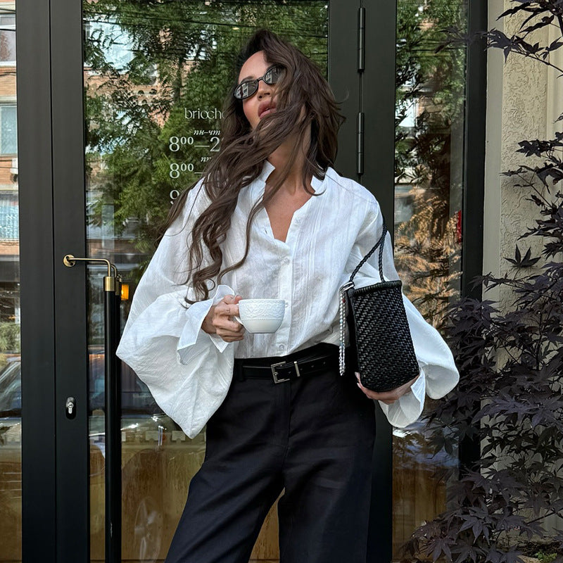 Damen elegante Bluse mit voluminösen Ärmeln R&B