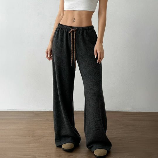 Damen lässige Palazzo-Hose mit elastischem Bund und verstellbarem Kordelzug R&B