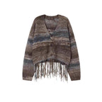 Damen Kurzer Strickjacke mit auffälligem Fransen-Design R&B