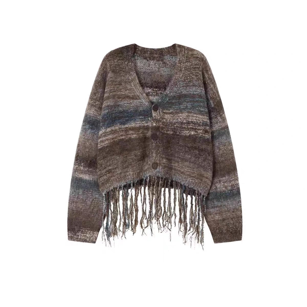 Damen Kurzer Strickjacke mit auffälligem Fransen-Design R&B
