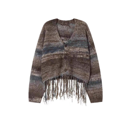 Damen Kurzer Strickjacke mit auffälligem Fransen-Design R&B