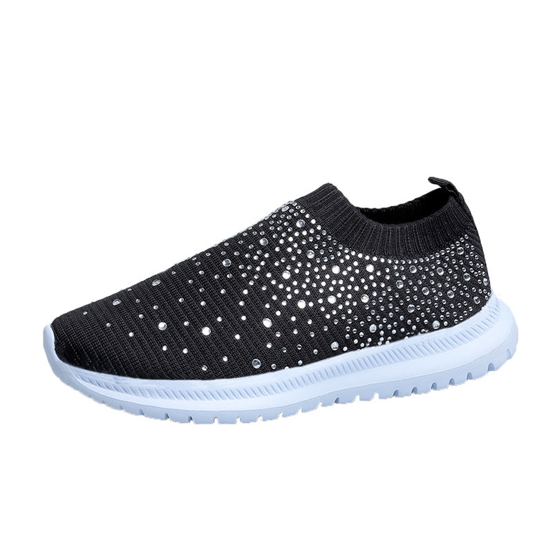 Damen Atmungsaktive Slip-On Sneakers mit funkelnden Strassdetails
