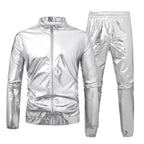 Herren nan Bomberjacke mit durchgehendem Reißverschluss, reflektierendem Metallic-Finish und elastischen Bündchen R&B