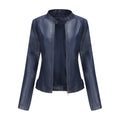 Damen nan taillierte Kunstlederjacke mit Stehkragen und durchgehendem Reißverschluss R&B