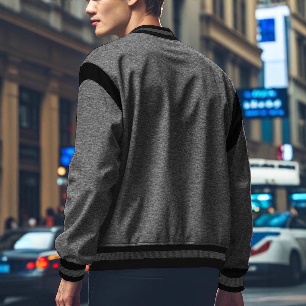 Herren Sportliche Collegejacke mit kontrastrierenden Ärmeln und Knopfdetails R&B