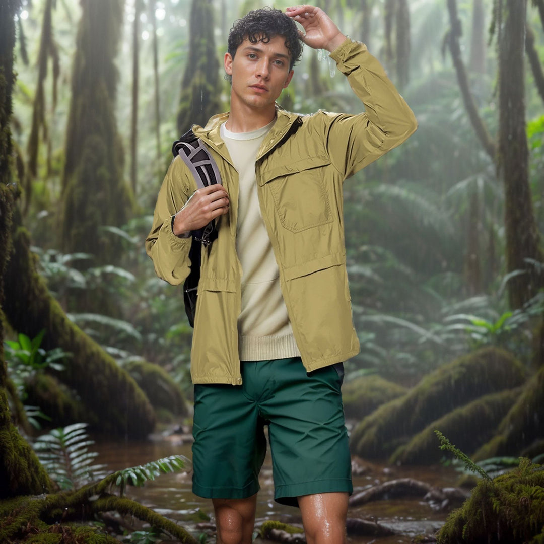 Herren leichte und atmungsaktive Outdoor-Jacke mit Kapuze R&B