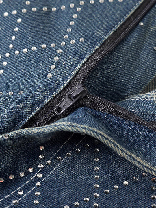 Damen High-Waist Jeans im modernen Karomuster R&B