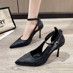 Damen Spitzen High Heels mit eleganter Fesselriemenverzierung R&B