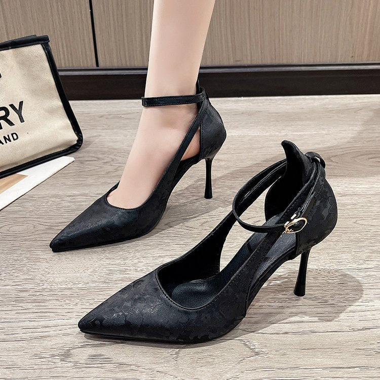 Damen Spitzen High Heels mit eleganter Fesselriemenverzierung R&B