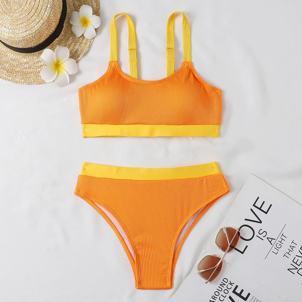 Damen Bikiniset mit raffiniertem Rippdesign und verstellbaren Trägern R&B