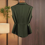 Damen elegante Wickelbluse mit femininer Drapierung und Schalkragen R&B