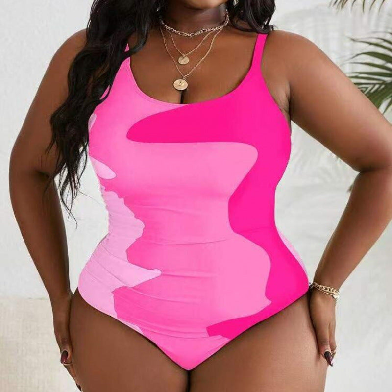 Damen Einteiliger Badeanzug mit modischem Farbmuster und figurformendem Schnitt R&B
