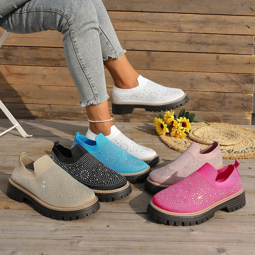 Damen Glitzernde Slip-On Sneakers mit verstärkter Sohle R&B