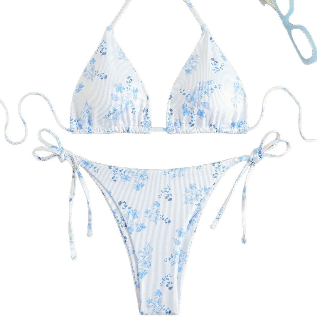 Damen Triangel-Bikini mit filigranem Blumenmuster R&B
