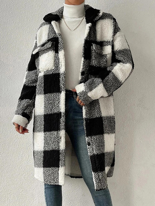 Damen Kuschelige Karojacke R&B