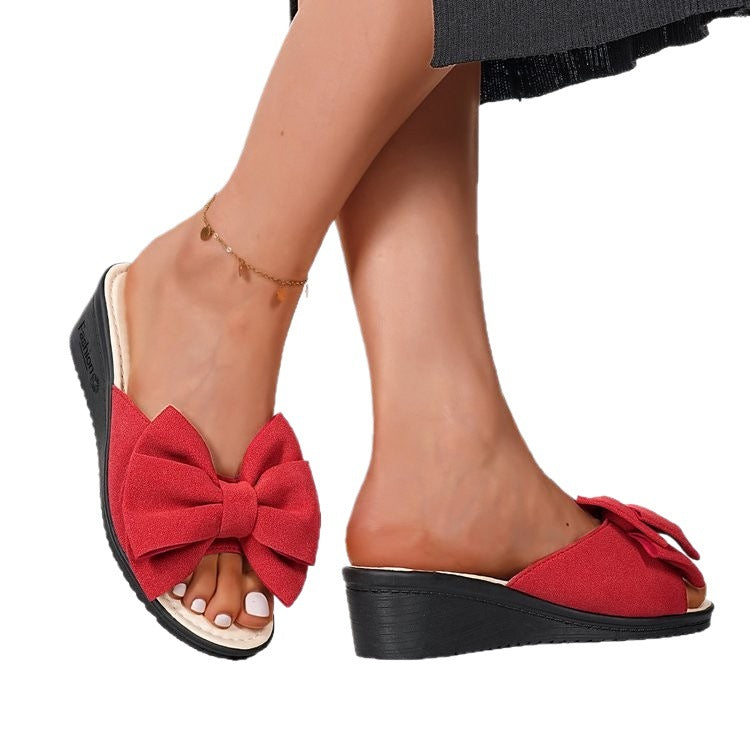 Damen Wedge-Pantoletten mit dekorativem Schleifendetail R&B